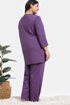 Zivame True Curv Petal Dreams Knit Cotton Pyjama Set - Medivel Blue — thumbnail 4